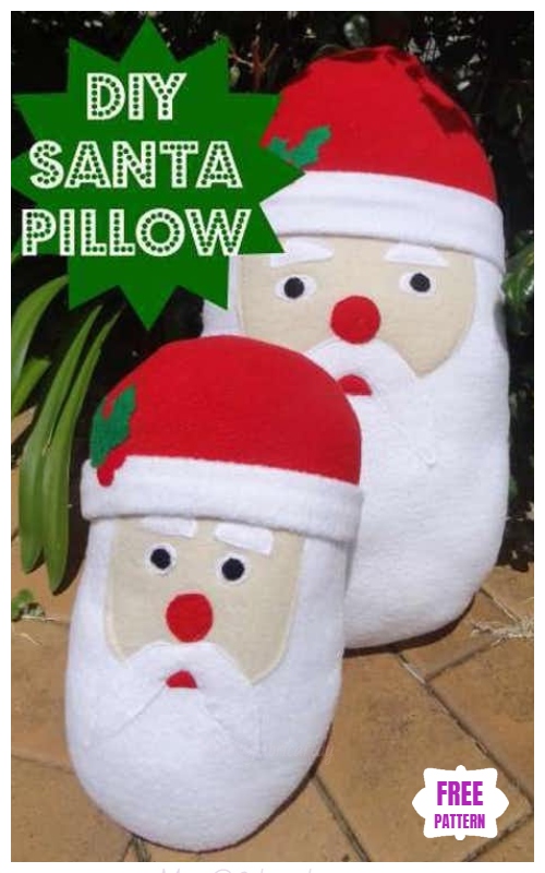 Christmas Craft: DIY Felt Christmas Santa Pillow Sewing Free Pattern