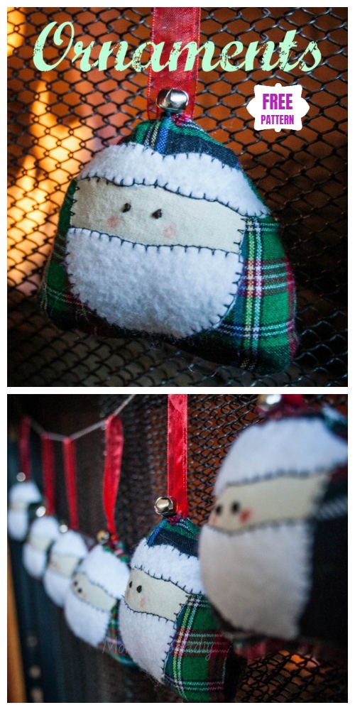 Christmas Craft: DIY Santa Face Ornament Sewing Free Pattern