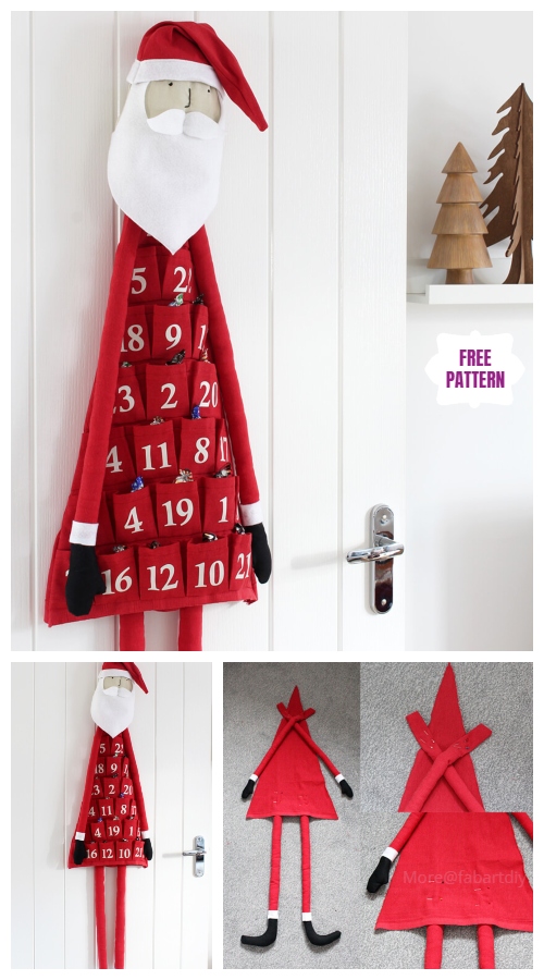 Christmas Craft: DIY Fabric Santa Advent Calendar Sewing Free Pattern & Tutorial