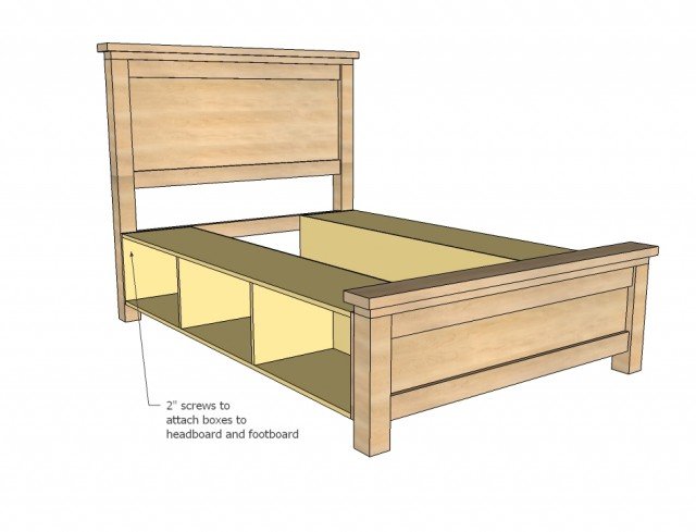 DIY Farmhouse Storage Bed With Storage Drawers 3