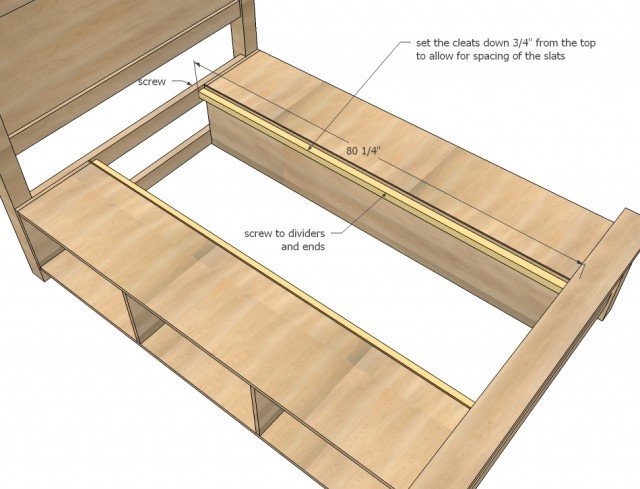 DIY Farmhouse Storage Bed With Storage Drawers 