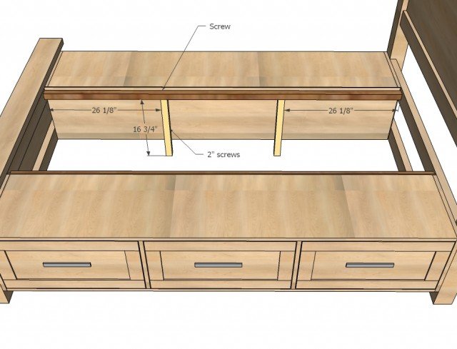 DIY Farmhouse Storage Bed With Storage Drawers 