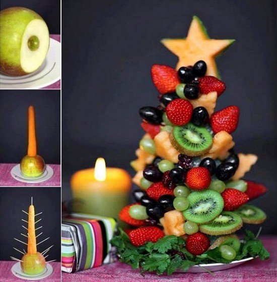 20+ Super Cute Christmas Treats DIY Ideas For This Holiday - Edible Fruit Christmas Tree Tutorial