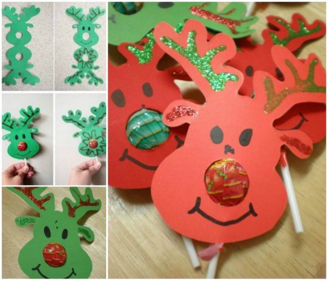 20 Super Cute Christmas Treats DIY Ideas For This Holiday - Lollypop Nose Reindeer tutorial