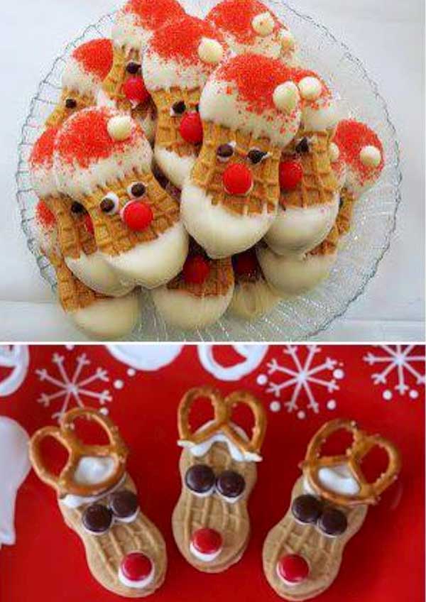 20+ Super Cute Christmas Treats DIY Ideas For This Holiday - Nutter Butter Santa Cookies tutorial