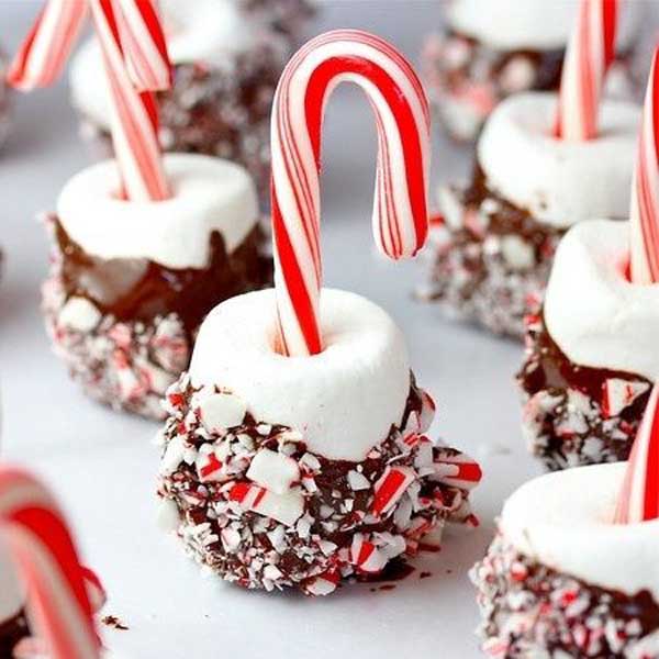 20+ Super Cute Christmas Treats DIY Ideas For This Holiday - Candy Cane Marshmallow Pops Tutorial