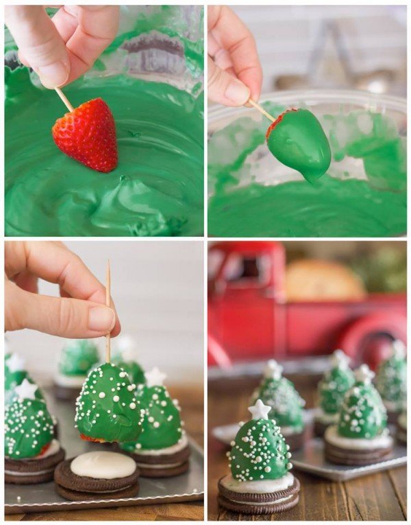 20+ Super Cute Christmas Treats DIY Ideas For This Holiday - Chocolate Covered Strawberry Christmas Tree Tutorial