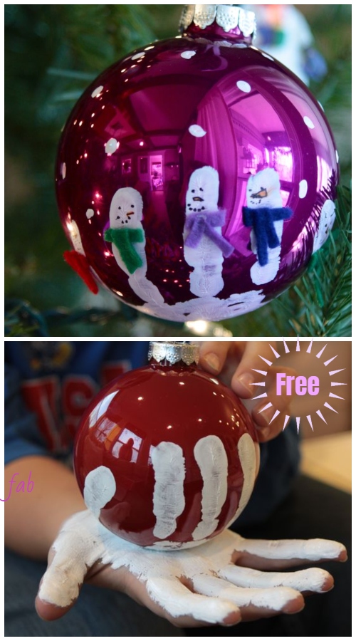 Kids Craft: DIY Handprint Snowman Christmas Ornaments Tutorial