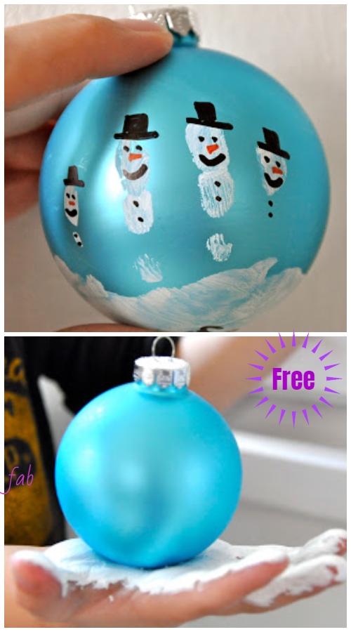 Kids Craft: DIY Handprint Snowman Christmas Ornaments Tutorial