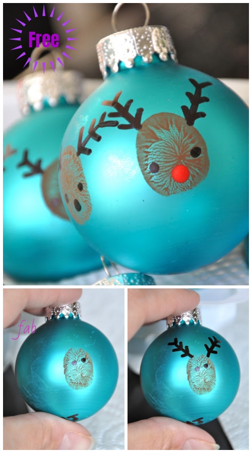 Kids Craft: DIY Fingerprint Reindeer Christmas Ornaments Tutorial