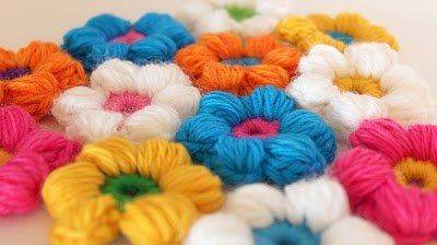 Crochet 6 Petal Puff Stitch Flower Free