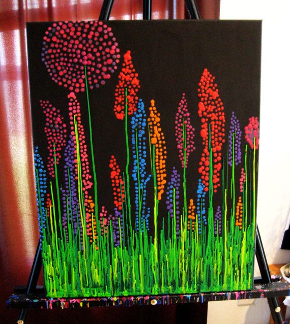 Hot Glue Gun Melted Crayon Canvas Wall Art 