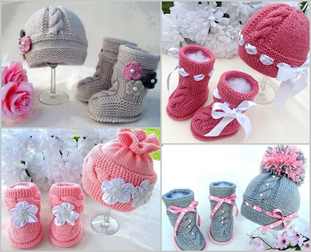 DIY Cable Knit Baby Hat and Booties Patterns