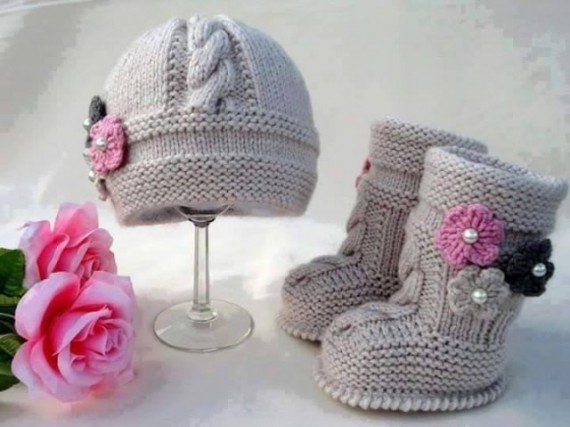 DIY Cable Knit Baby Hat and Bootie Patterns