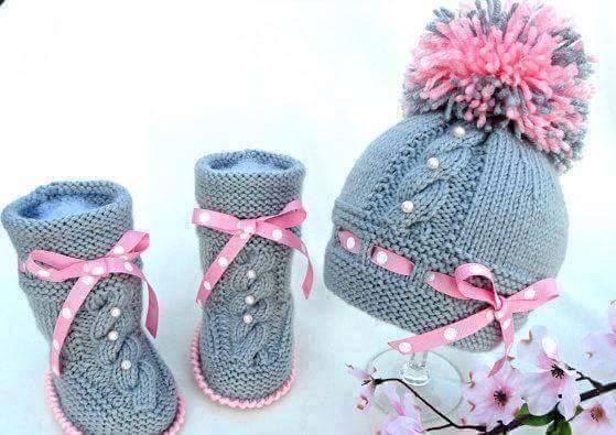 DIY Cable Knit Baby Hat and Booties Patterns