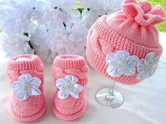 DIY Cable Knit Baby Hat and Booties Patterns