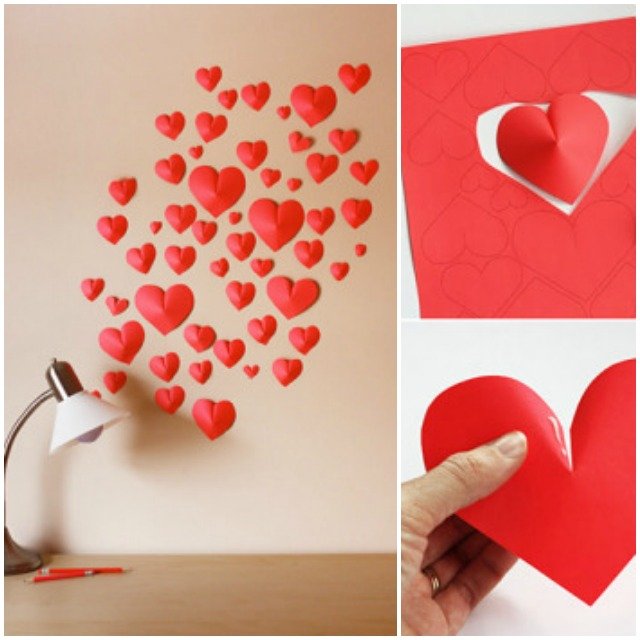 DIY Paper 3D Hearts Easy Valentine Crafts