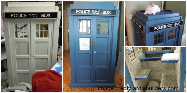 DIY TARDIS Cat Fort Playhouse Free Plan