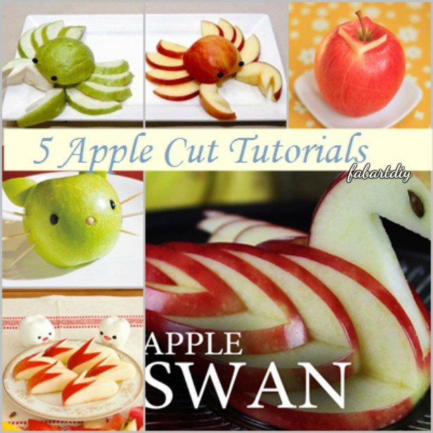 15 Fun Fruit Serving Ideas for Kids Party-DIY Apple Swan, Apple Crab, Bunny