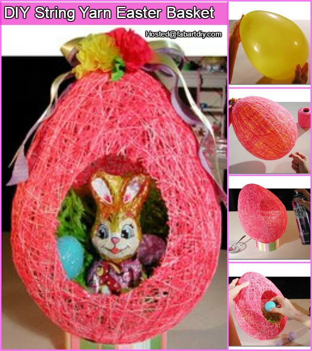 DIY Yarn String Easter Basket 