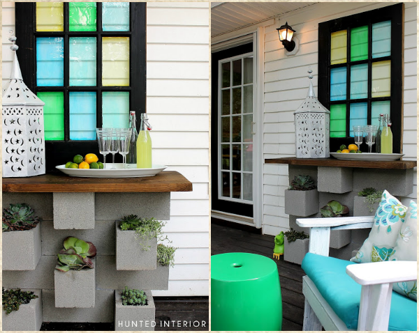 10 Amazing Cinder Block DIY Ideas and Projects-concrete cinder block bar with planter