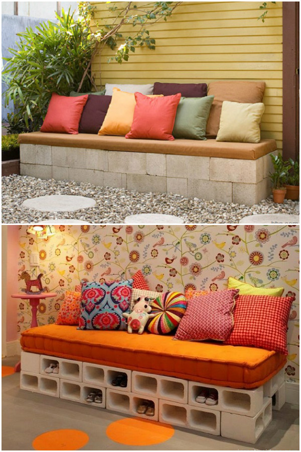 10 Amazing Cinder Block DIY Ideas and Projects-concrete block sofa