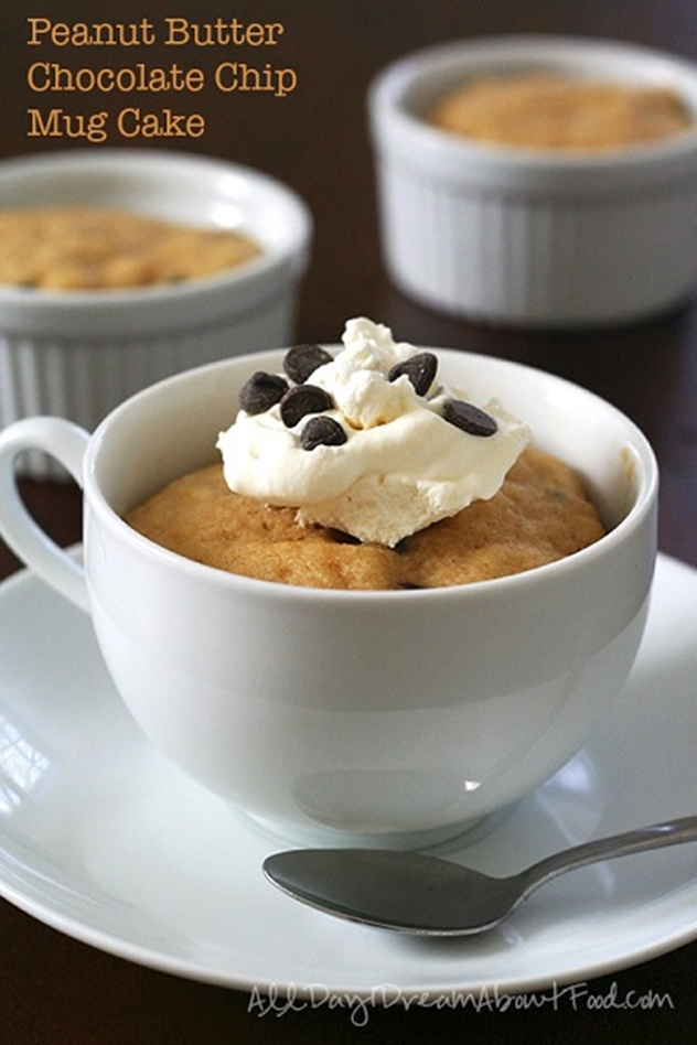 20 DIY Mug Cakes Recipes to Start Your Day-Peanut Butter Chocolate Chip Mug Cakes