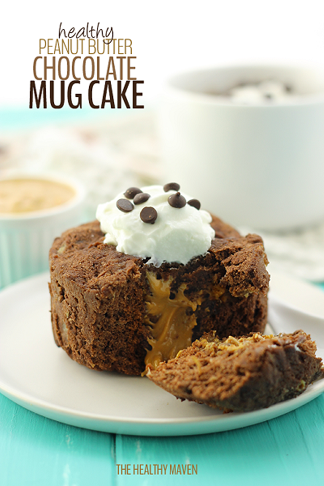 20 DIY Mug Cakes Recipes to Start Your Day-Healthy Peanut Butter Chocolate Mug Cake