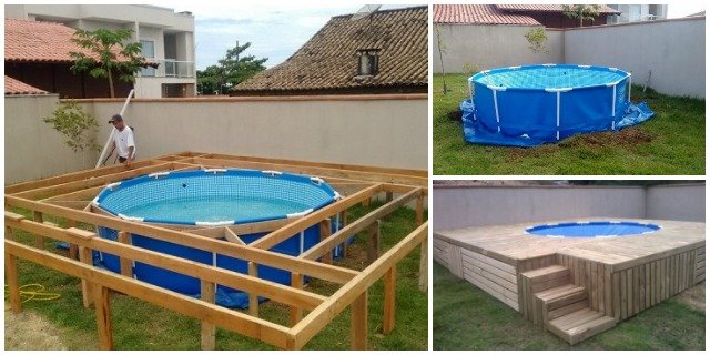 DIY Outdoor Floating Swimming Pool Deck