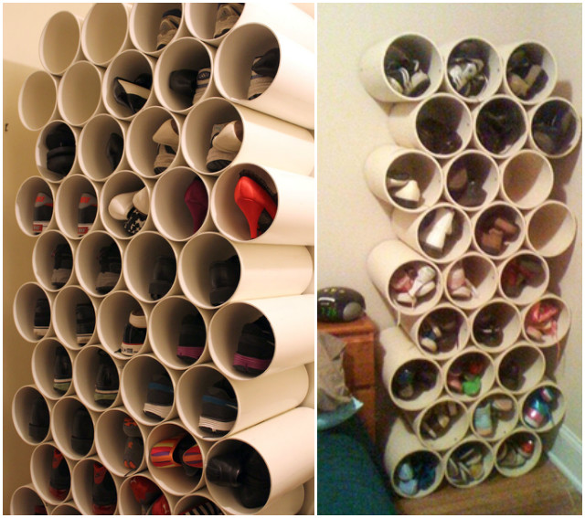 DIY pvc pipe shoe organizer