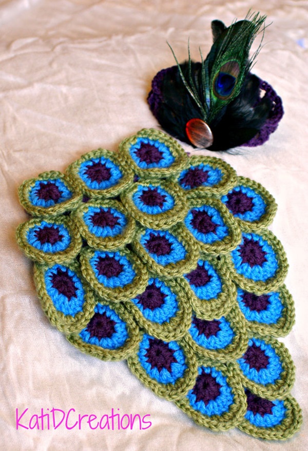 crochet peacock feather baby outfit