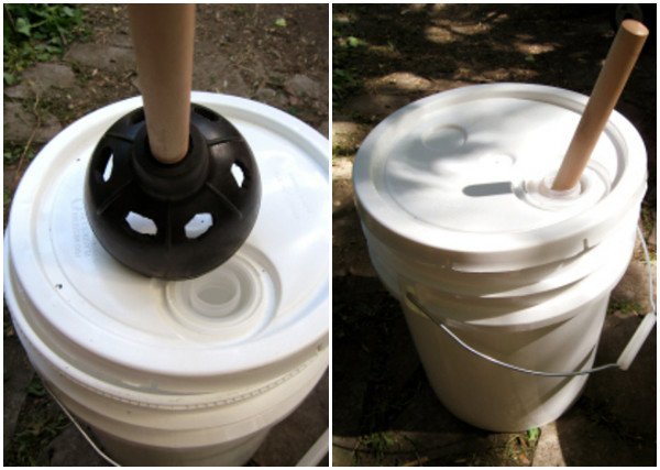 10 Camping Tips and Gadgets You'll Love This Summer - DIY portable washing machine with a plunger and a bucket.