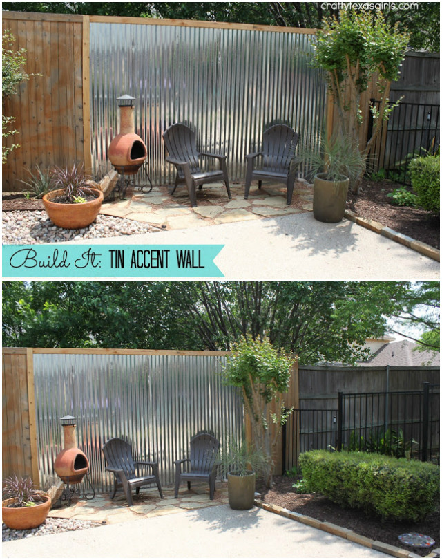 10 DIY Patio Privacy Screen Projects Free Plan-DIY Tin Accent Wall