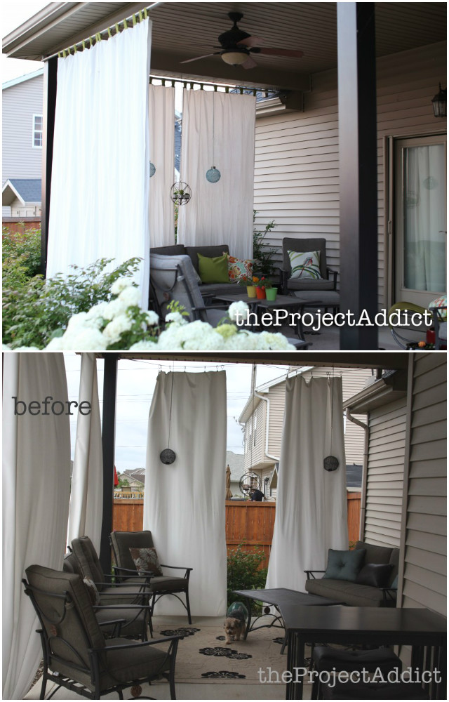 10 DIY Patio Privacy Screen Projects Free Plan - draping fabric curtain patio privacy screen