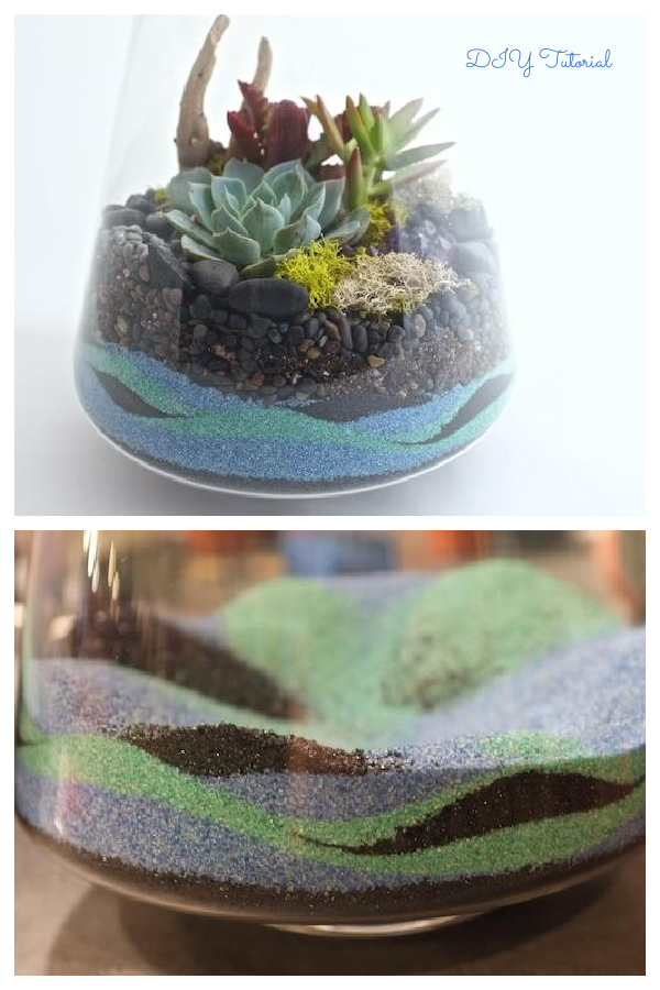 DIY Colorful Beachy Sand Terrarium Tutorials