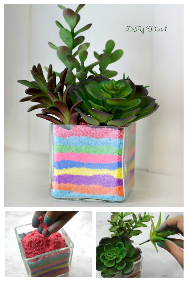 DIY Colorful Sand Terrarium Tutorials -DIY Sand Art Succulent Planter