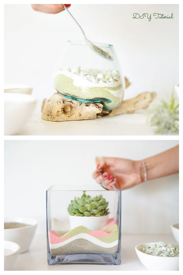 Colorful Layered Sand Terrarium DIY Tutorials