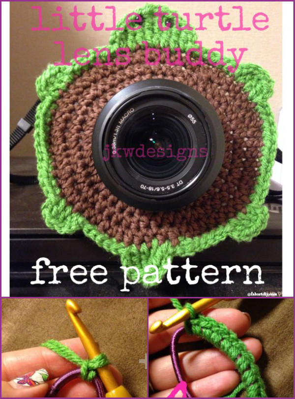 DIY Crochet Camera buddy Free Pattern Round Up - crochet turtle lens buddy