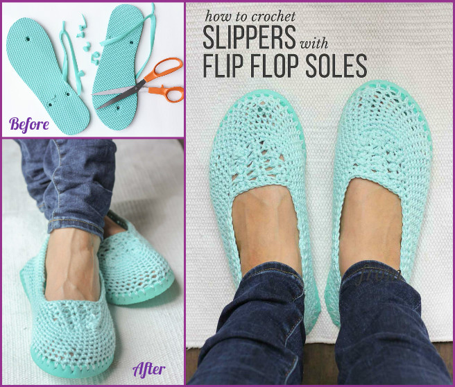 Nuværende rygte hektar DIY Crochet Slipper with Flip Flop Sole Pattern Free