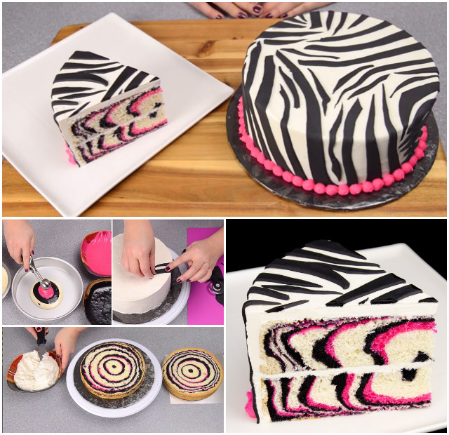 DIY Pink Black Zebra Cake Recipe