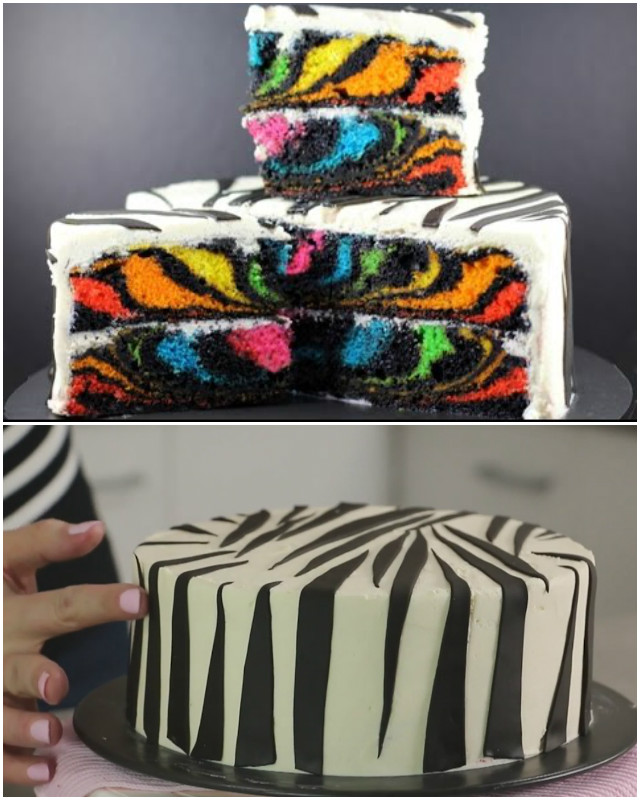 DIY Rainbow Zebra Cake Recipe