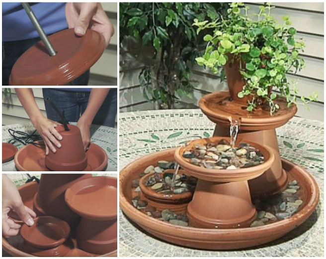 DIY TerraCotta Clay Pot Fountain Projects Tutorials