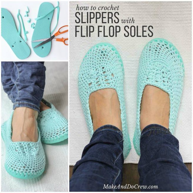 DIY Crochet Slipper with Flip Flop Sole Free