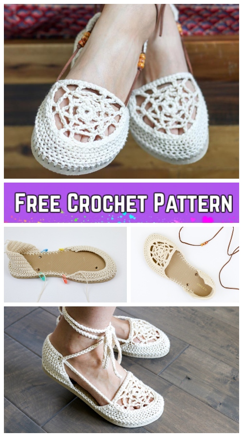 Crochet Dream Catcher Sandals with Flip Flop Sole Free Pattern