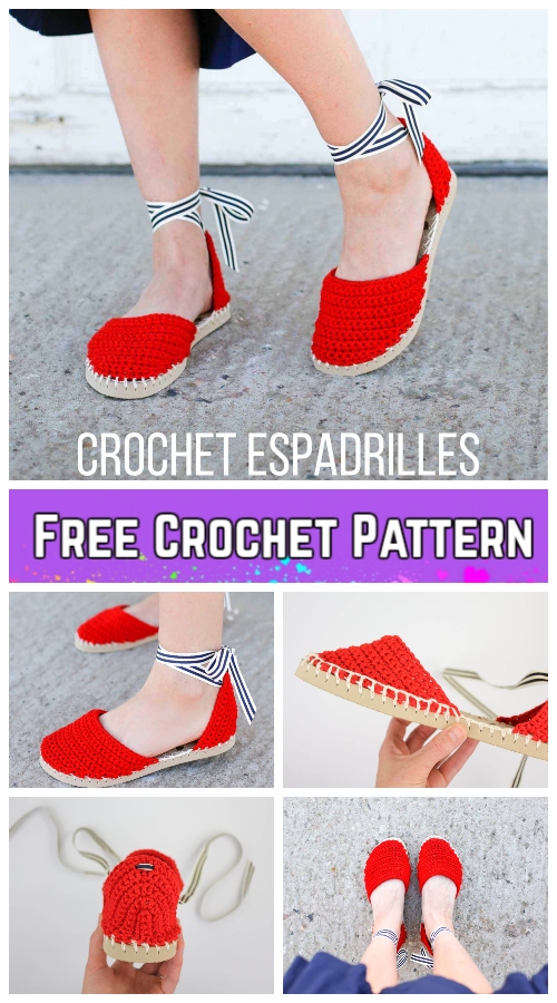 Crochet Espadrilles Shoes with Flip Flop Sole Free Pattern