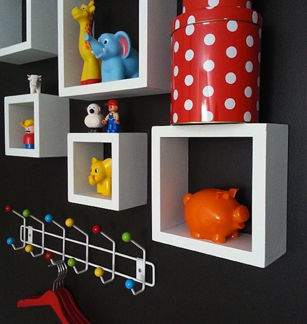 20 Cube Organizer DIY Ideas To De-clutter Your Whole House-Wall Cube Toy Display