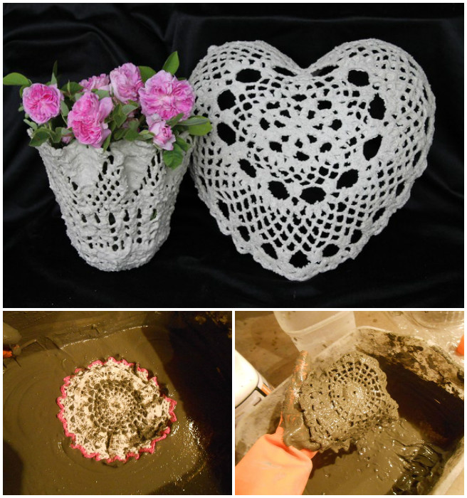 DIY Cement Lace Doily Planter Tutorial