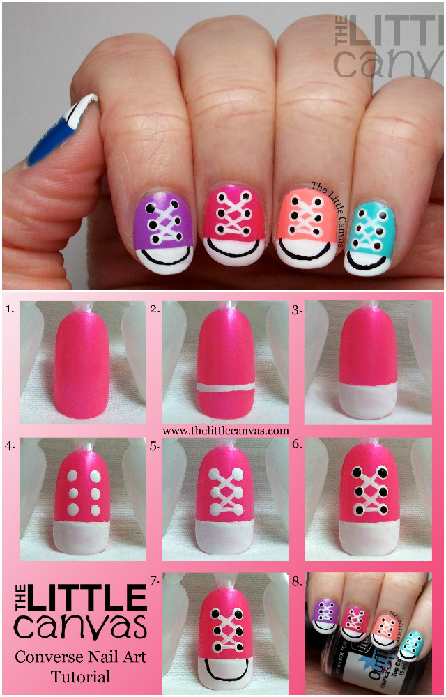 DIY Converse Nail Art Design Manicure Ideas and Tutorials-Pink 