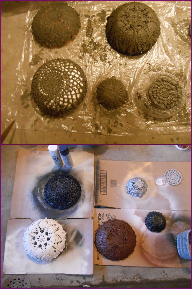 DIY Crochet Cement Lace Doily Planter Tutorial-Paint