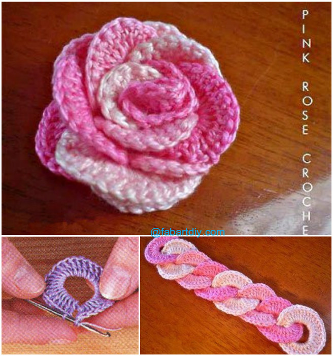 DIY Crochet Interlocking Rose Free Pattern Fabartdiy